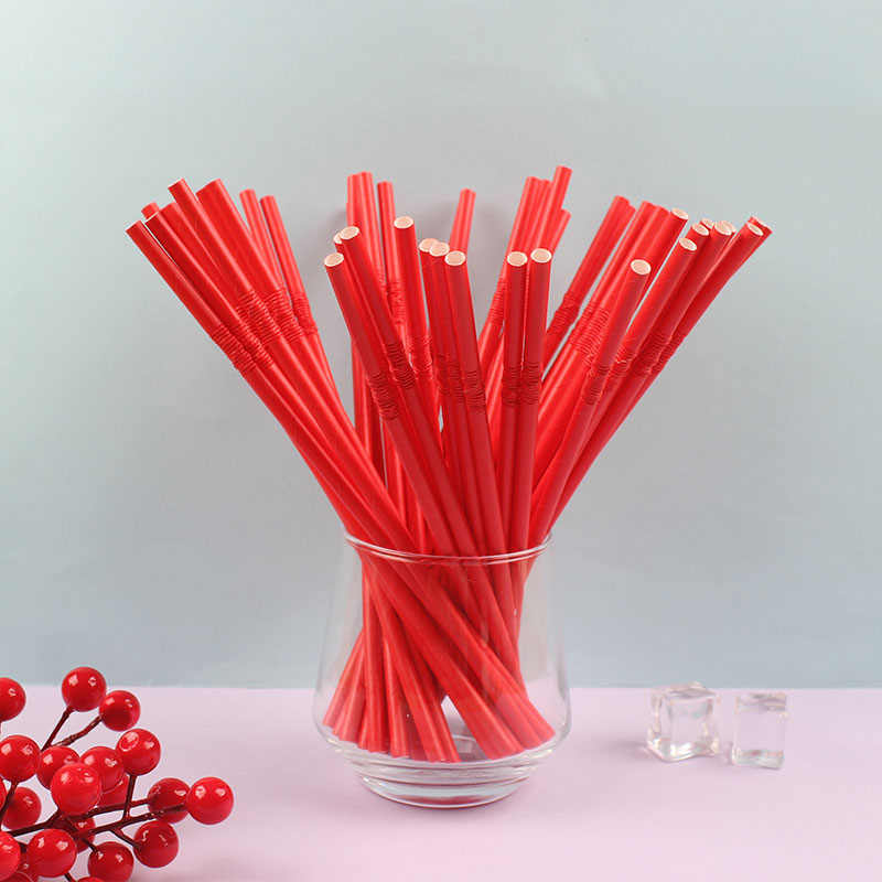 Biodegradable paper straw-red