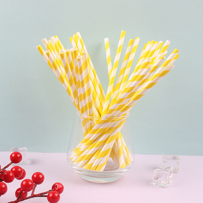 Biodegradable paper straw-white/yellow