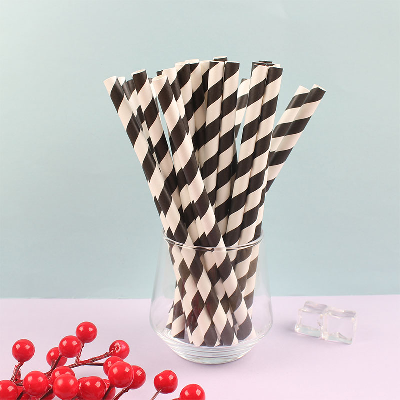 Biodegradable paper straw-white/black